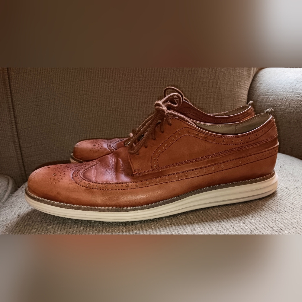 Cole Haan Mens Original Grand OS Brown Leather Wingtip Oxford Shoes Size 9.5 M